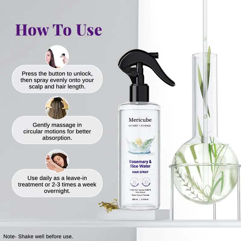 Science Rosemary Water with Rice Water |100% Natural Extract | Soft & Smooth Hair Non-Greasy & Fast Absorbing