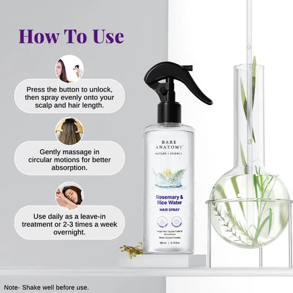 Science Rosemary Water with Rice Water |100% Natural Extract | Soft & Smooth Hair Non-Greasy & Fast Absorbing
