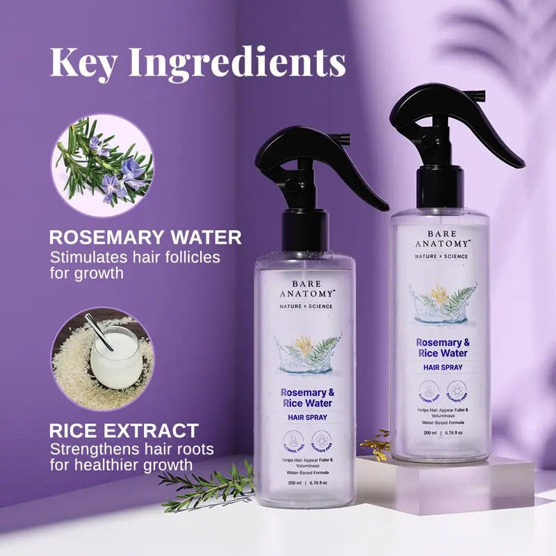 Science Rosemary Water with Rice Water |100% Natural Extract | Soft & Smooth Hair Non-Greasy & Fast Absorbing